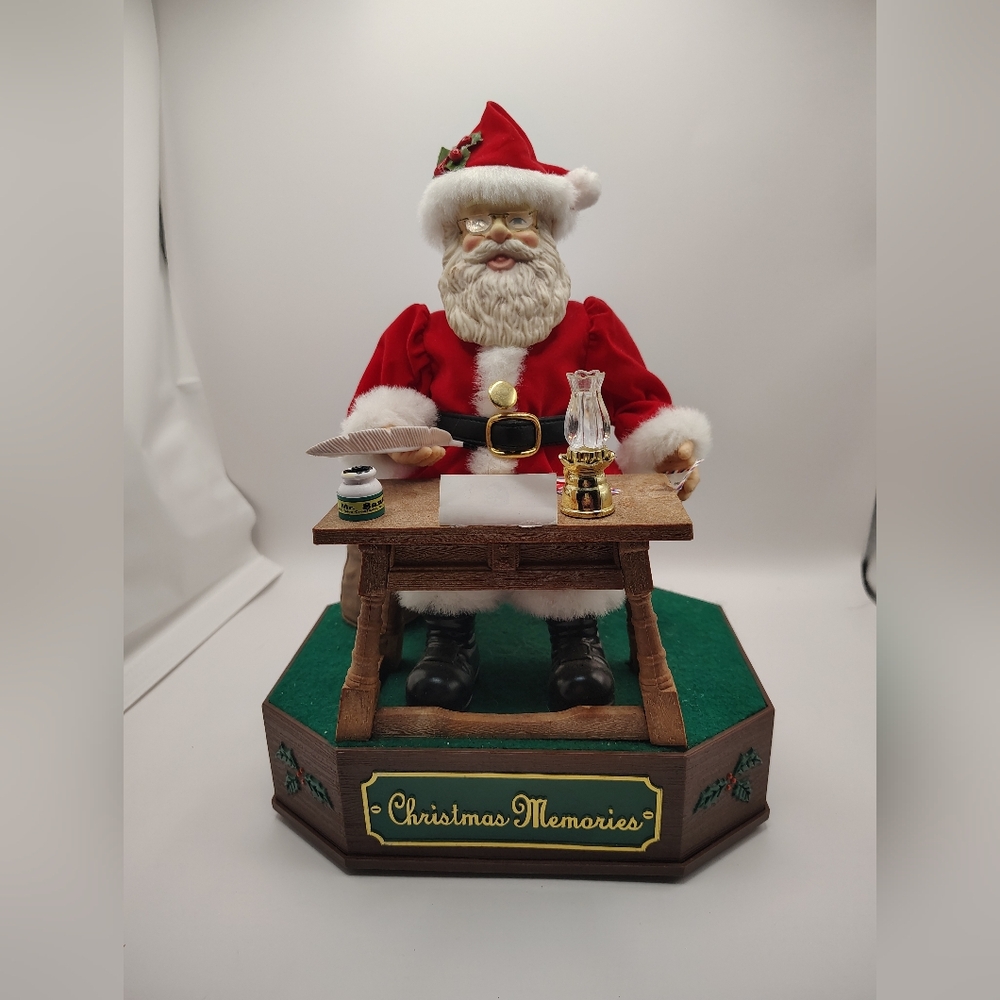 Christmas Memories Santa Figurine Animated Checking List Plays Jingle Bells